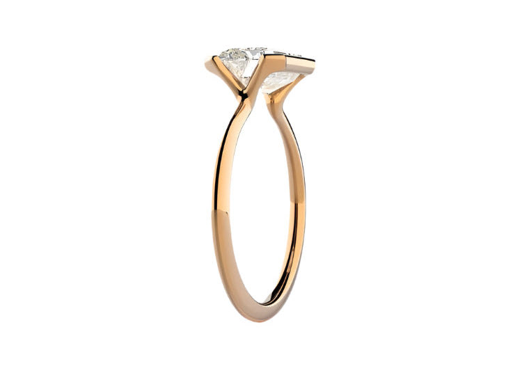 Detailed side view showing the architectural column design and open half-bezel setting.