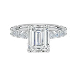 Luxury emerald cut moissanite engagement ring with a full emerald-cut eternity band in white gold ApolloGem South Africa.