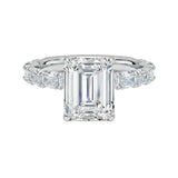 Luxury emerald cut moissanite engagement ring with a full emerald-cut eternity band in white gold ApolloGem South Africa.