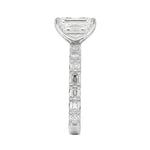 GRI certified emerald cut eternity ring in a signature ApolloGem premium LED-lit box for an elite luxury proposal.