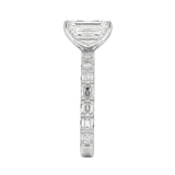 GRI certified emerald cut eternity ring in a signature ApolloGem premium LED-lit box for an elite luxury proposal.