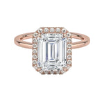 2 carat emerald cut halo ring plain band bridal jewelry Cape Town proposal