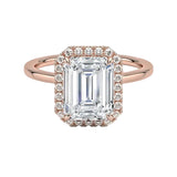 2 carat emerald cut halo ring plain band bridal jewelry Cape Town proposal