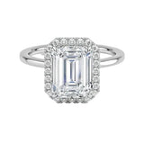 Art deco style halo ring emerald shape 18k yellow gold affordable luxury online store