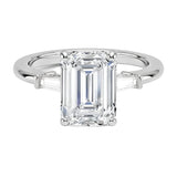 Three stone emerald moissanite engagement ring white gold 18k luxury jewelr