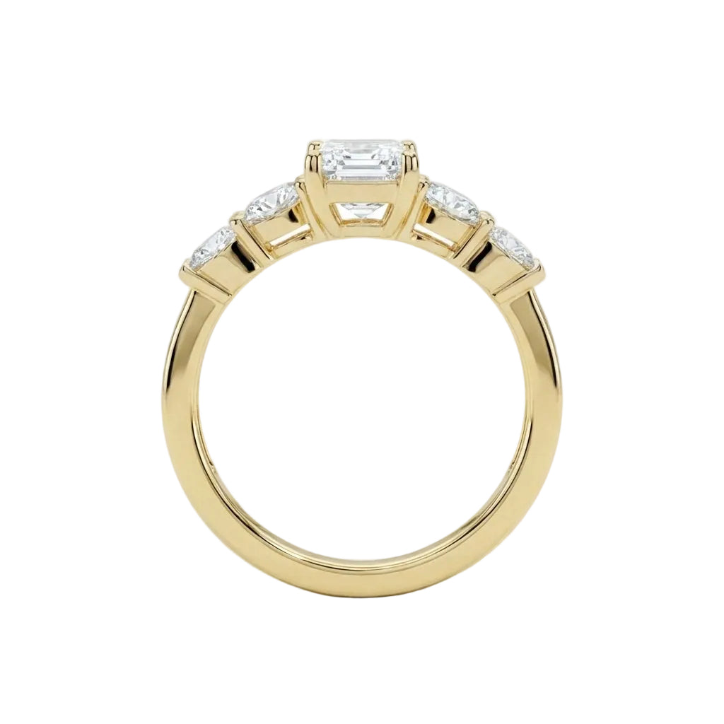 Yellow gold emerald cut engagement ring multi shape side stones South Africa