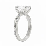 Side profile of the Emerald Solo Vine ring showing the contrast between the smooth gold and pavé-set strands.