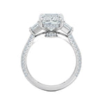 High-resolution jewelry render of an emerald sovereign ring showcasing double-claw security and professional stone setting.