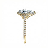 Teardrop engagement ring on finger halo style bridal jewelry Cape Town proposal