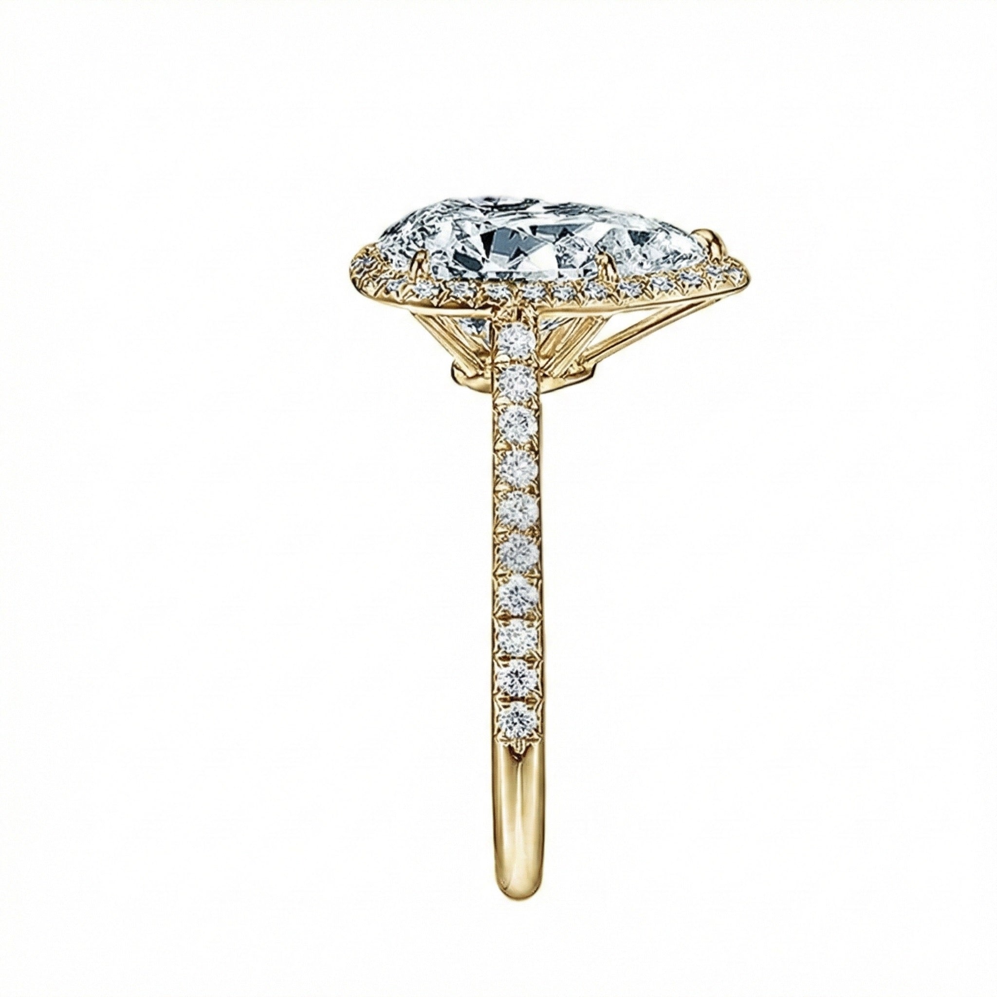 Teardrop engagement ring on finger halo style bridal jewelry Cape Town proposal