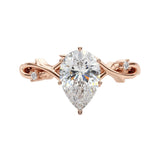 The Enchanted Vine pear cut moissanite engagement ring with twisted vine band ApolloGem