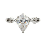 The Enchanted Vine pear cut moissanite engagement ring with twisted vine band ApolloGem