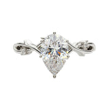 The Enchanted Vine pear cut moissanite engagement ring with twisted vine band ApolloGem