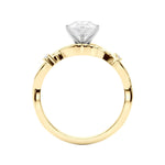 Side view of The Enchanted Vine ring showing the organic branch detail and secure prongs
