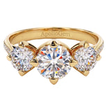Side profile of the Eternal Round Trilogy ring showing architectural baskets and shimmering pavé shank