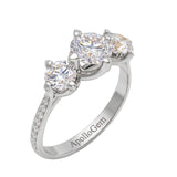 Eternal Round Trilogy three-stone moissanite ring with a sparkling pavé-set white gold band ApolloGem