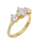 Eternal Round Trilogy three-stone moissanite ring with a sparkling pavé-set yellow gold band ApolloGem