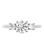 Classic trilogy engagement ring with side stones 18k white gold affordable luxury online
