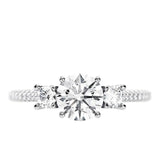 Classic trilogy engagement ring with side stones 18k white gold affordable luxury online