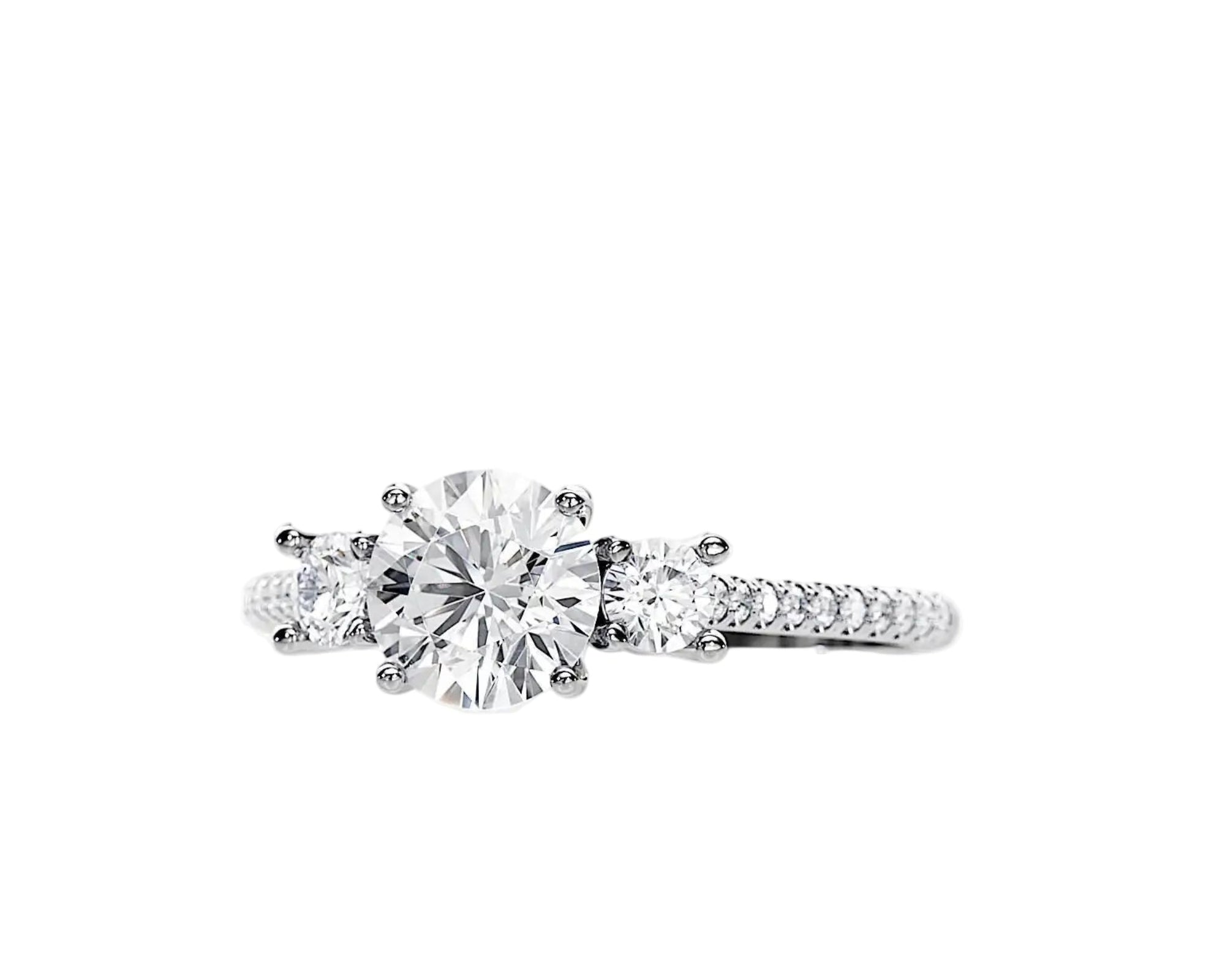 Round trilogy ring with pave setting bridal jewelry Cape Town romantic proposal