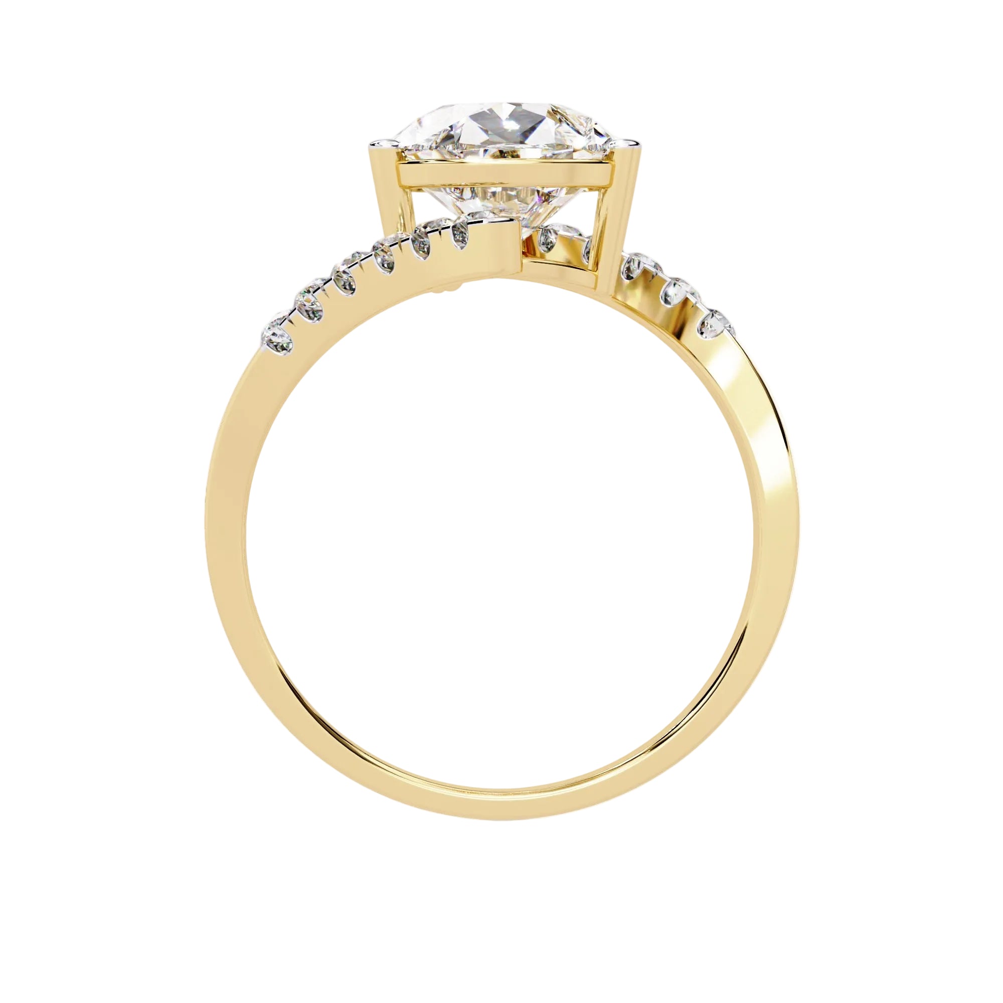 Modern tension style ring pear cut 9k yellow gold custom jewelry online store