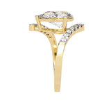 Geometric flat band ring with floating teardrop stone VVS clarity close up