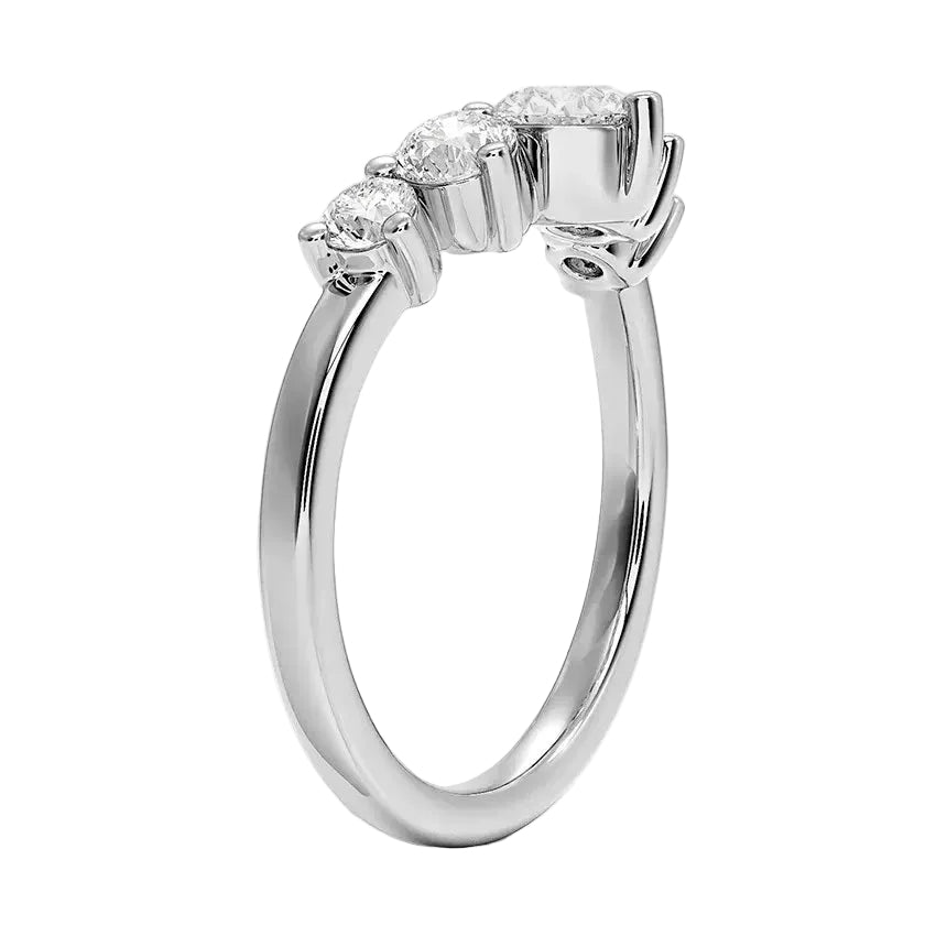 Side profile of the Graduated Channel Five-Stone band showing robust gold walls and seamless integration