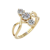 Close-up of D-color VVS1 round moissanites integrated into a decorative infinity setting.