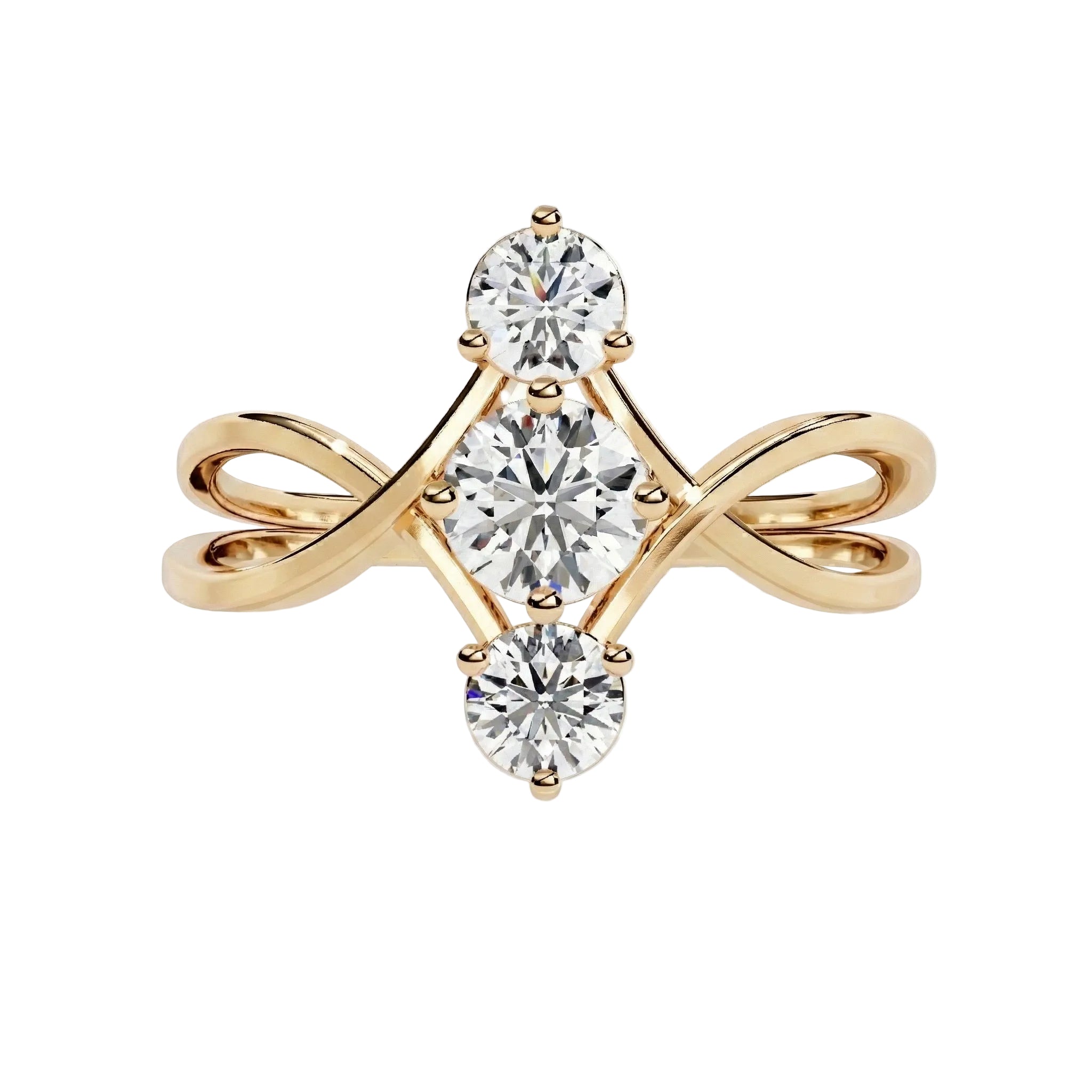 Split shank three stone engagement ring infinity loop design white gold South Africa