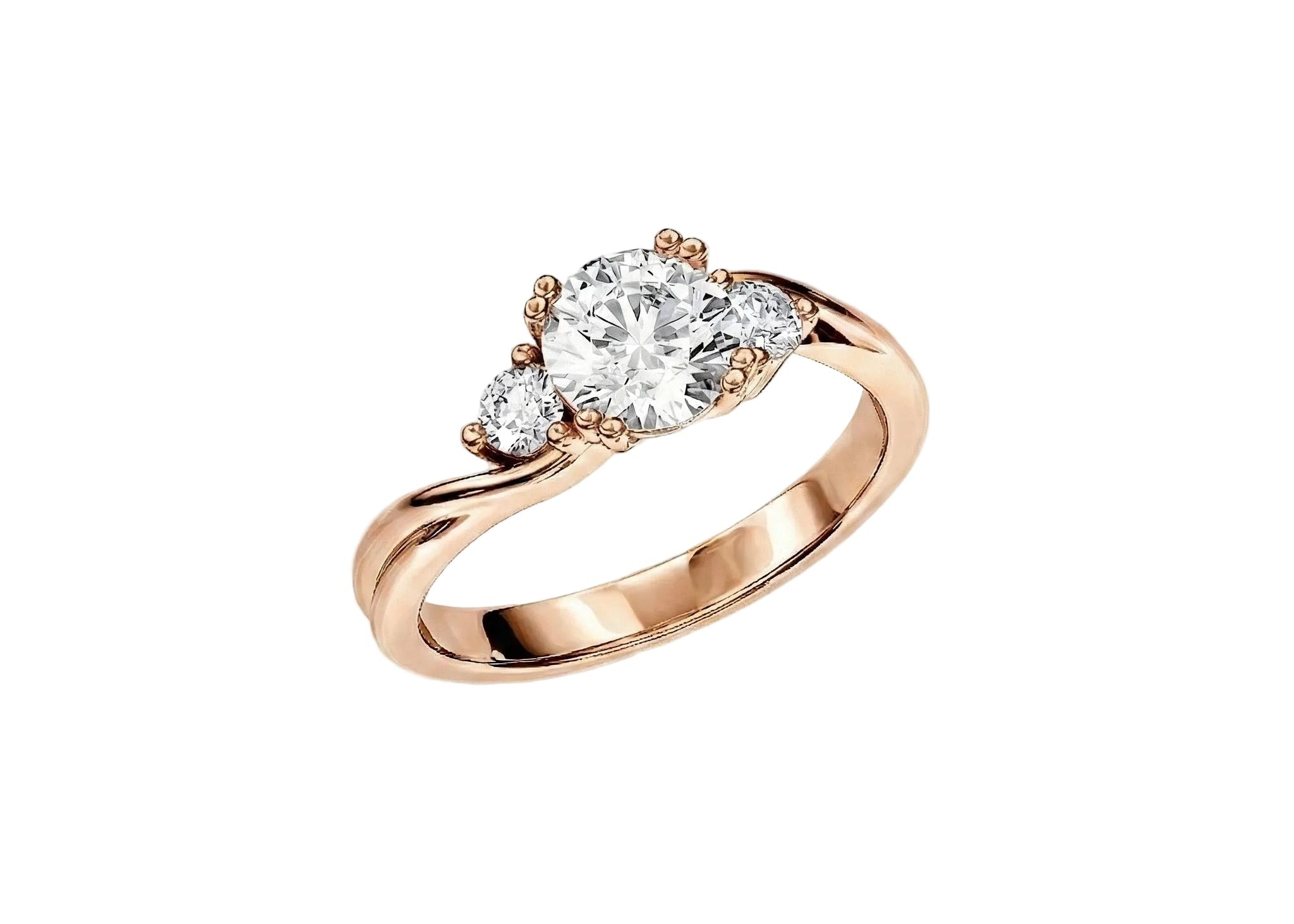 Intertwining gold band ring with 3 stones bridal jewelry Cape Town romantic