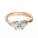 Round cut trilogy ring twisted shank VVS clarity moissanite diamond alternative