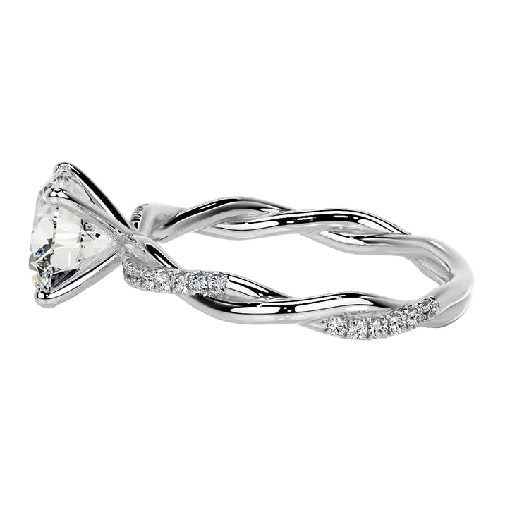 High-resolution jewelry render of the Infinity Twist ring showcasing secure setting and professional stone alignment.