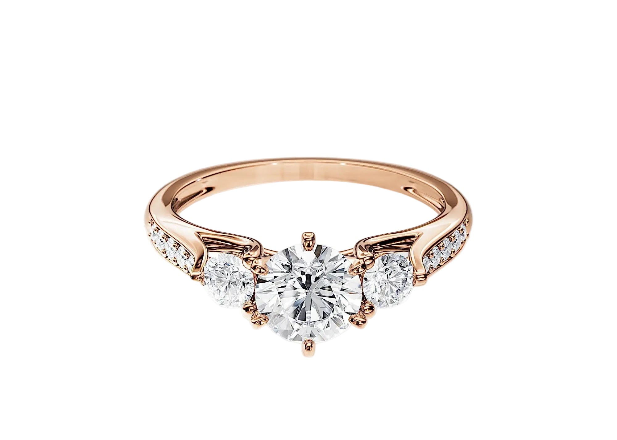 Past present future ring yellow gold pave setting bridal jewelry Cape Town