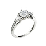 Classic gold trilogy engagement ring with side stones and pave accents online store