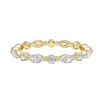 Sculpted shared-prong alternating marquise and round stone full eternity band in yellow gold ApolloGem.