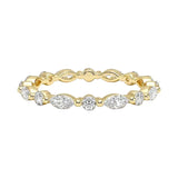 Sculpted shared-prong alternating marquise and round stone full eternity band in yellow gold ApolloGem.