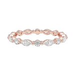 Sculpted shared-prong alternating marquise and round stone full eternity band in rose gold ApolloGem.