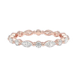Sculpted shared-prong alternating marquise and round stone full eternity band in rose gold ApolloGem.