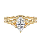 The Marquise Royal Lotus moissanite ring with pavé floral crown ApolloGem