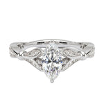 The Marquise Royal Lotus moissanite ring with pavé floral crown ApolloGem