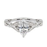 The Marquise Royal Lotus moissanite ring with pavé floral crown ApolloGem