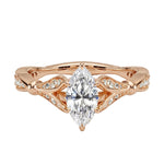 The Marquise Royal Lotus moissanite ring with pavé floral crown ApolloGem