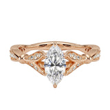 The Marquise Royal Lotus moissanite ring with pavé floral crown ApolloGem