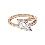 integrated secure four-prong marquise cut moissanite solitaire ring in rose gold ApolloGem.