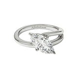 integrated secure four-prong marquise cut moissanite solitaire ring in white gold ApolloGem.