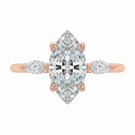 Luxury triple marquise cut moissanite engagement ring in rose gold featuring high-quality GRI certified stones ApolloGem South Africa.