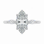 Luxury triple marquise cut moissanite engagement ring in white gold featuring high-quality GRI certified stones ApolloGem South Africa.
