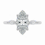 Luxury triple marquise cut moissanite engagement ring in white gold featuring high-quality GRI certified stones ApolloGem South Africa.
