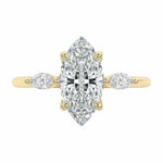 Luxury triple marquise cut moissanite engagement ring in yellow gold featuring high-quality GRI certified stones ApolloGem South Africa.