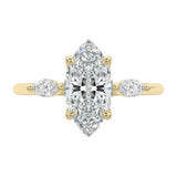 Luxury triple marquise cut moissanite engagement ring in yellow gold featuring high-quality GRI certified stones ApolloGem South Africa.